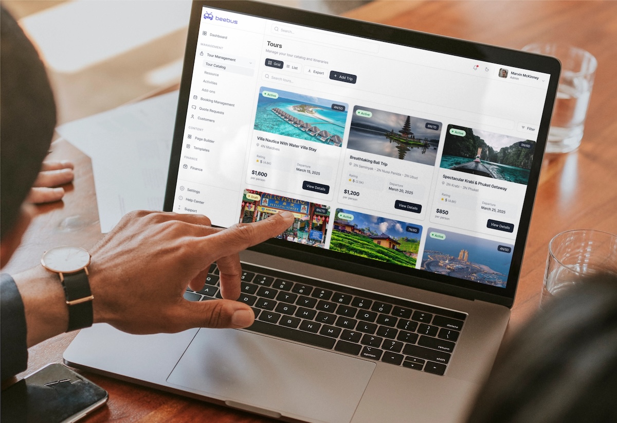 Travel operations management calendar with trip schedules